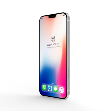 Ein modernes Smartphone mit einem farbigen Bildschirm und Apex Reach Icon auf der Anzeige.
